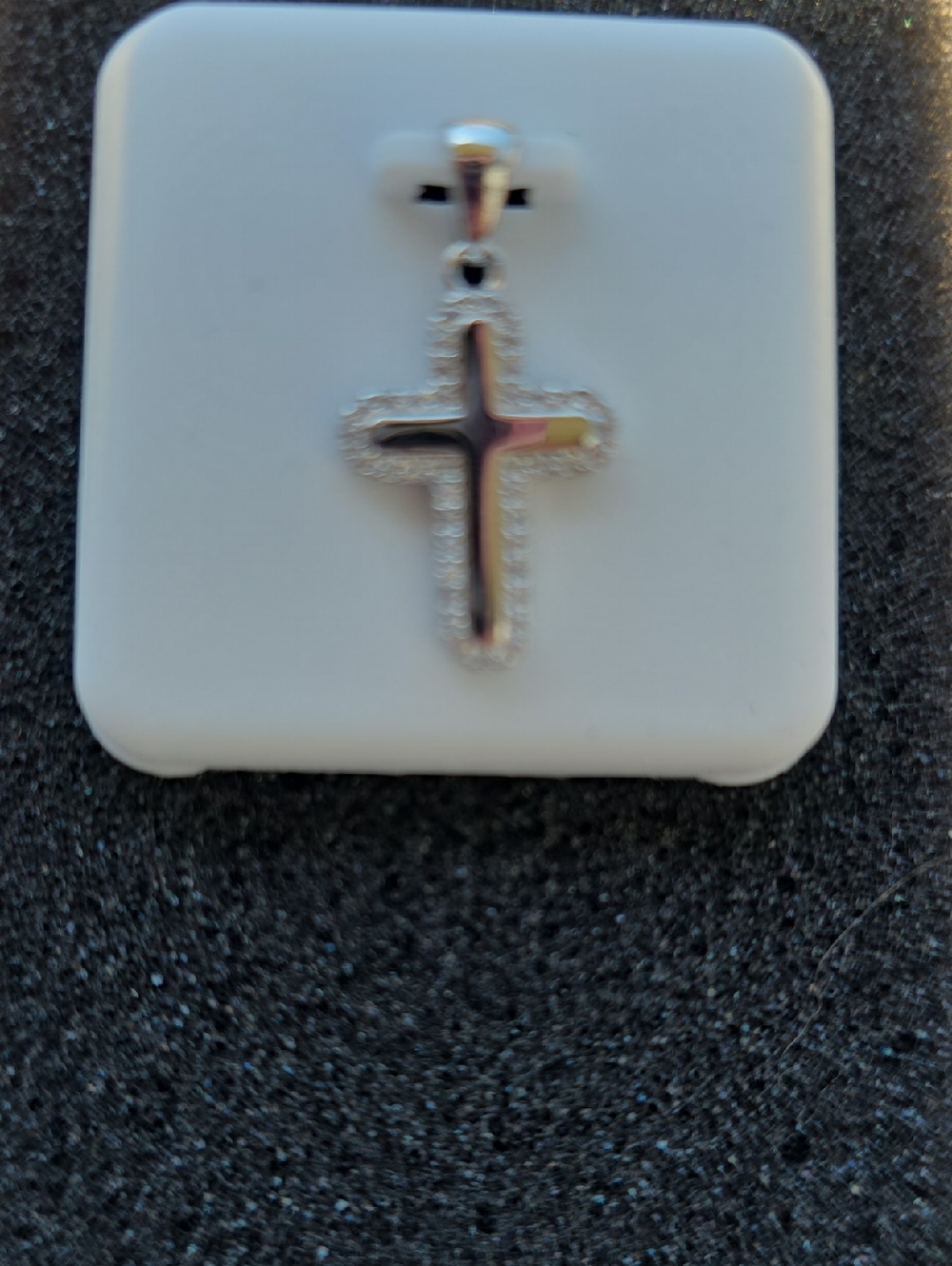 Silver Cross Pendant Necklace with 0.50CTW Moissanite - Women's Jewelry